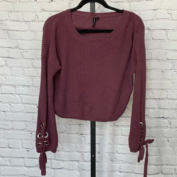 Moon & Madison Berry Side Tie Sweater - Picture 1 of 4